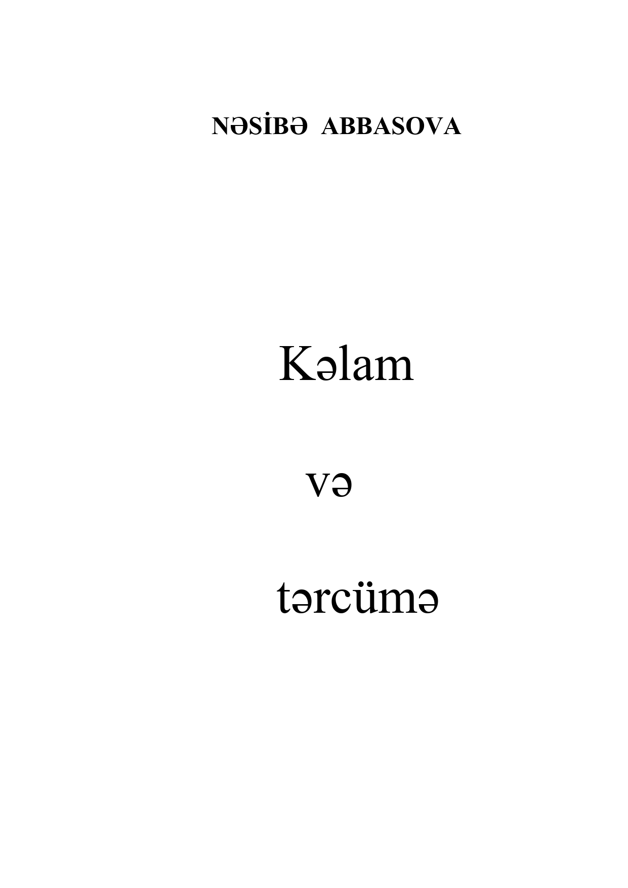 KƏLAM VƏ TƏRCÜMƏ